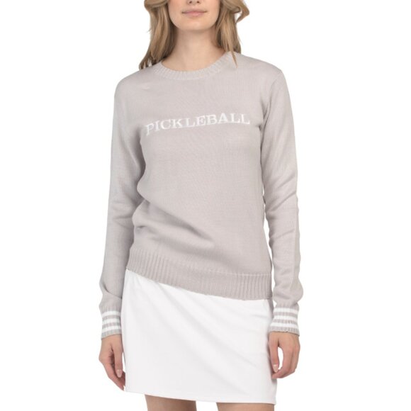 THE BUBBLE Light Grey Pickleball Sweater - Picture 1 of 2